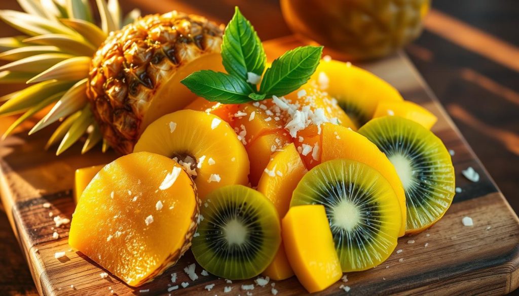fruit salad garnishing